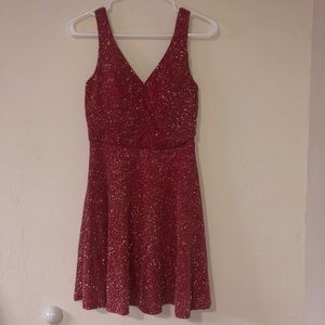very sparkly vibrant red semi formal dress